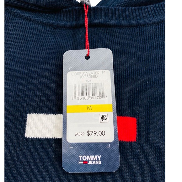 Tommy Hilfiger Denim Sweatshirt‎ Pullover Hoodie Cropped Long Sleeve Blue Medium - Picture 6 of 7